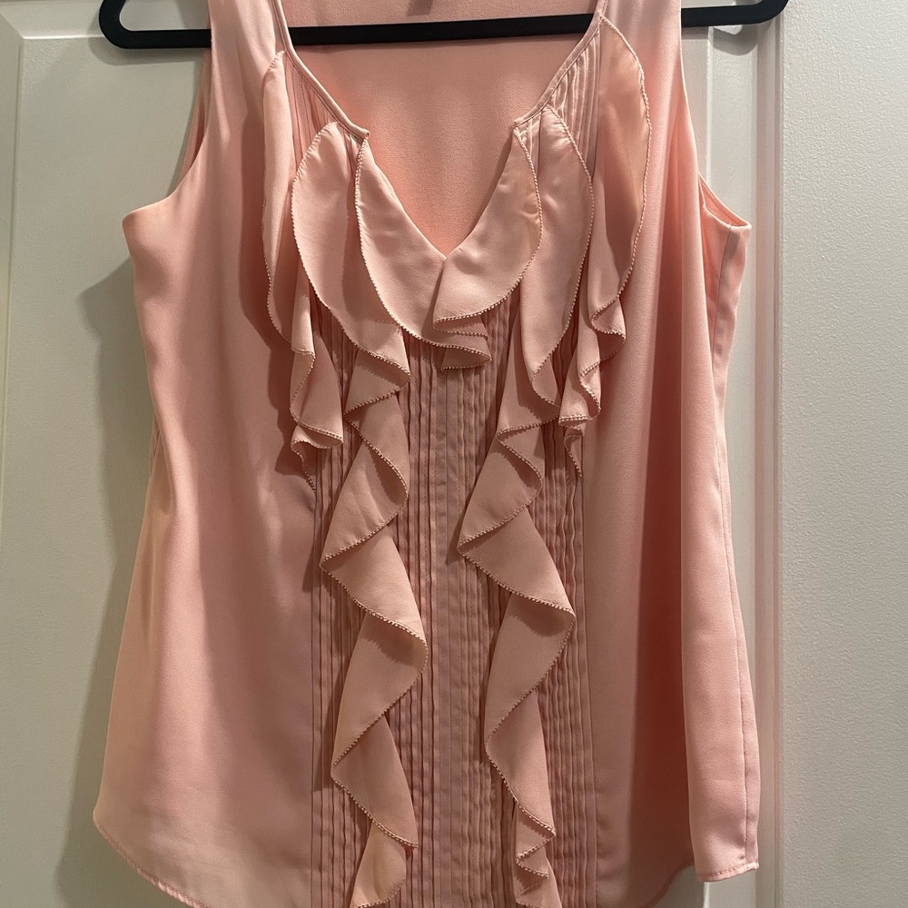 White House Black Market Blush Ruffle Blouse